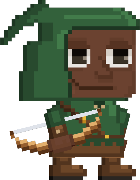 An explorer in a ranger hood holding a bow